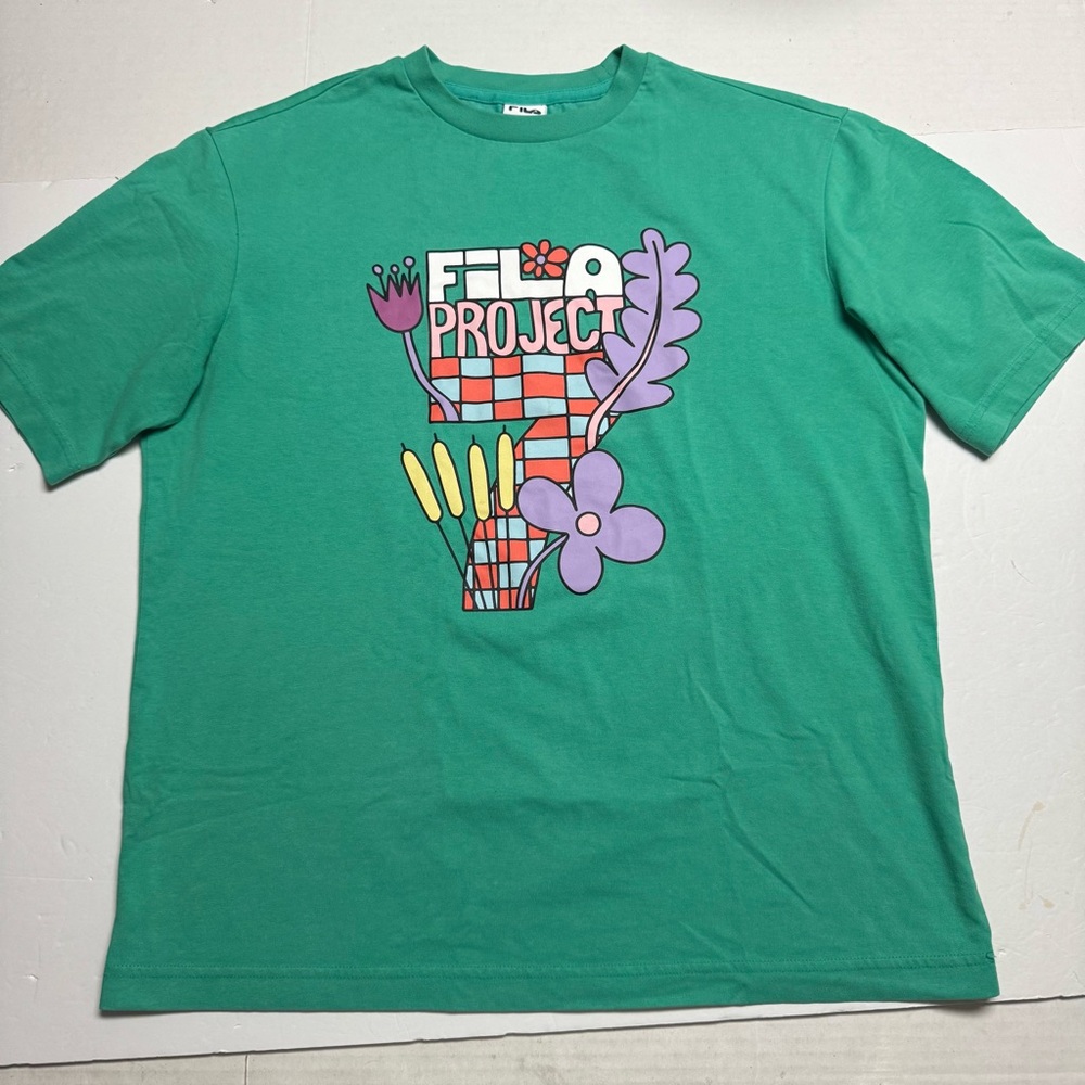 FILA x BTS Project 7 Back To Nature T-Shirt In Mineral Green Unisex Size: Medium